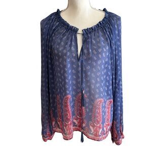 Victoria Secret Long Sleeve Sheer Boho Top Size M